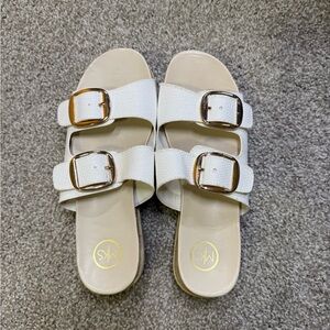 Elegant White Double-Buckle Sandals